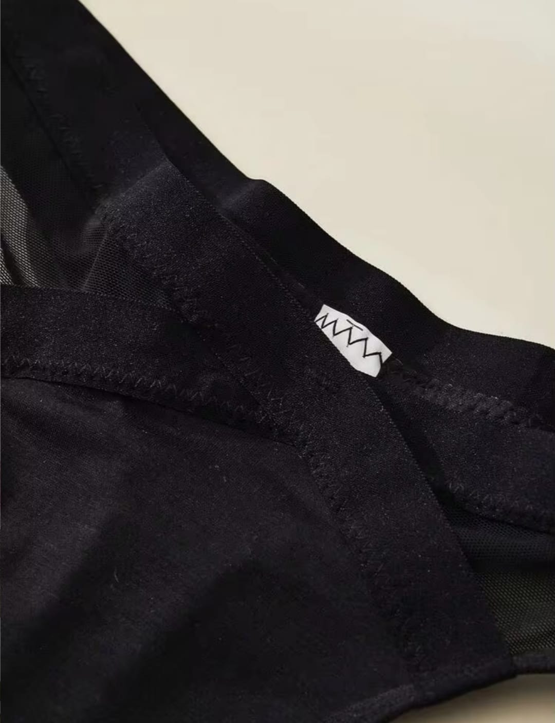 Women's Black Cross-Front Sheer Mesh Panel V-Waist Thong Panties